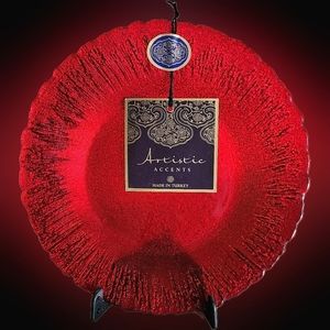 ❤️SET OF 4❤️🆕️Artistic Accents 6.5" Ruby Red Shimmer Dinnerware Plates